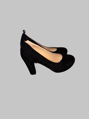 Black Suede Round-Toe Heels